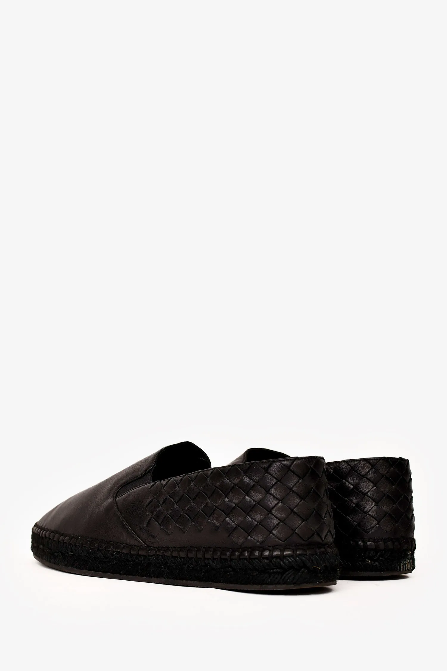 Bottega Veneta Black Leather Intrecciato Espadrilles Size 40