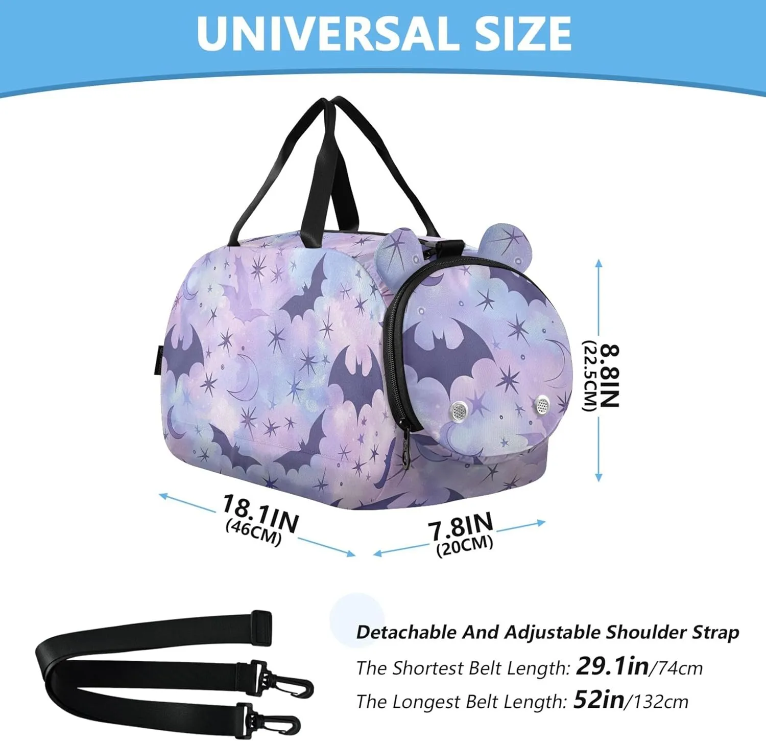 Boys Carry on Duffel Bag Toddler Weekender Bags Pastel Goth Bats Girls Tote Duffle Bags Travel Kids Luggage Sports Bag