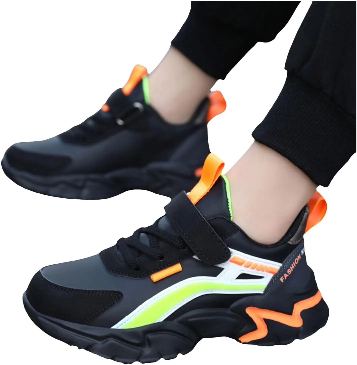 Boys Girls Running Shoes Kids Chunky Platform Toddler Sneakers Lightweight Lace Up Tennis Shoes Gym Athletic Shoes