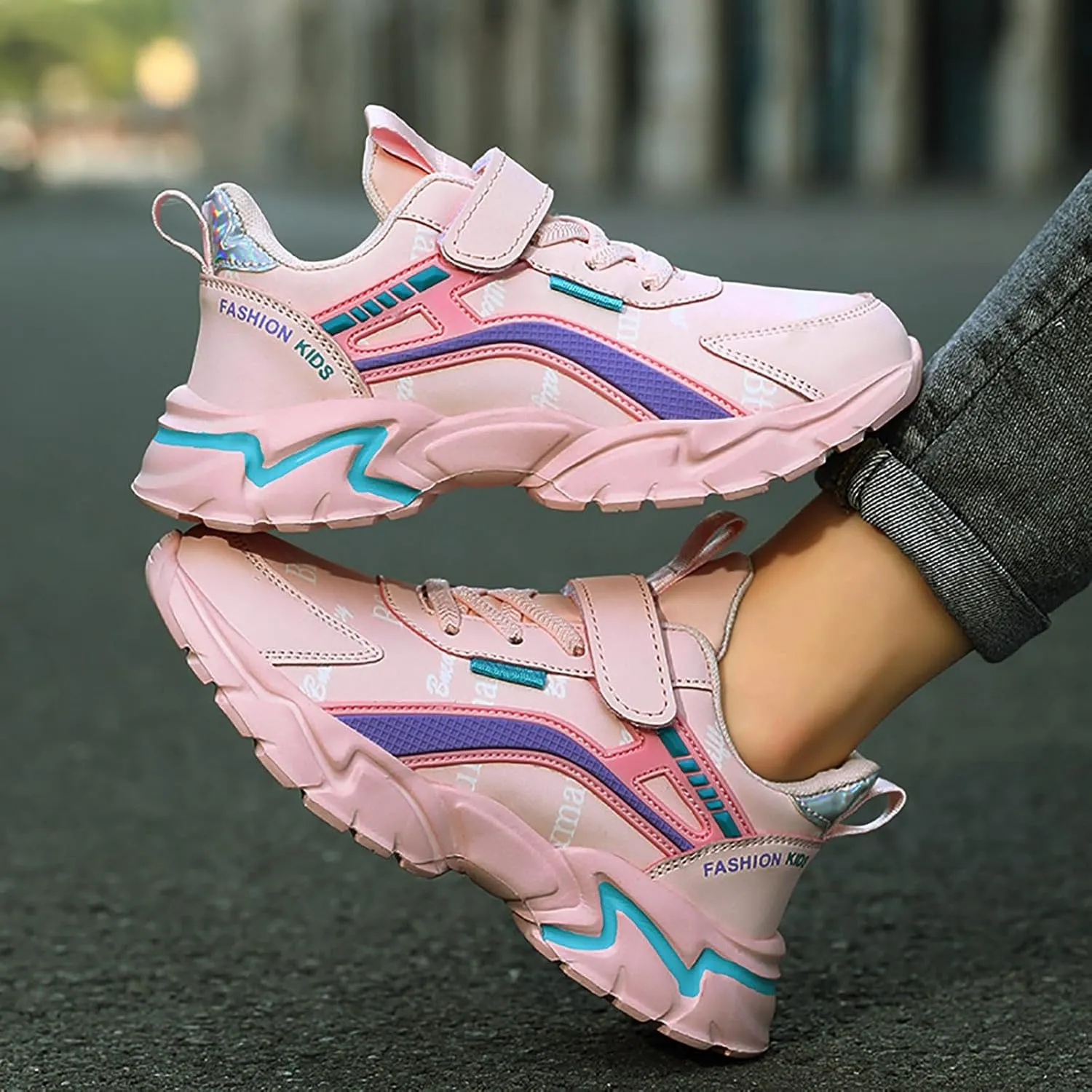 Boys Girls Running Shoes Kids Chunky Platform Toddler Sneakers Lightweight Lace Up Tennis Shoes Gym Athletic Shoes