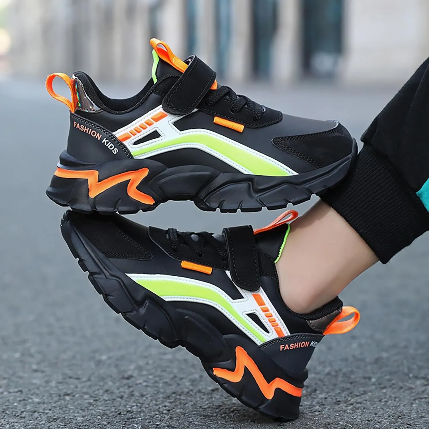 Boys Girls Running Shoes Kids Chunky Platform Toddler Sneakers Lightweight Lace Up Tennis Shoes Gym Athletic Shoes