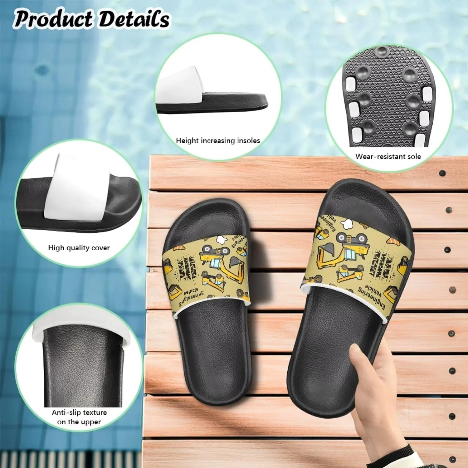 Boys Sandals with Non Slip Footbed Casual Slides Sandals Open Toes Flat