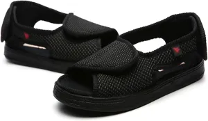 bumuam Men Diabetic Walking Sandals Edema Shoes, Extra Wide Width Arthritis&Edema Footwear Soft Breathable Indoor Slippers for Elderly Swollen Feet