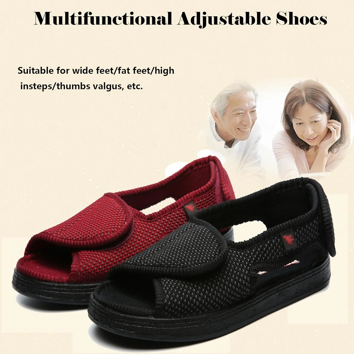 bumuam Men Diabetic Walking Sandals Edema Shoes, Extra Wide Width Arthritis&Edema Footwear Soft Breathable Indoor Slippers for Elderly Swollen Feet