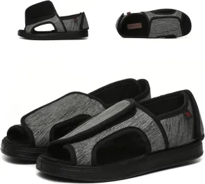 bumuam Men Women Walking Diabetic Sandals, with Adjustable Wide Open Toe Shoes Non-slip Slippers for Elderly Arthritis Edema Swollen Feet