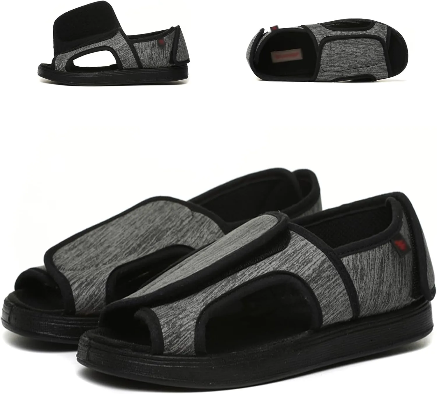 bumuam Men Women Walking Diabetic Sandals, with Adjustable Wide Open Toe Shoes Non-slip Slippers for Elderly Arthritis Edema Swollen Feet