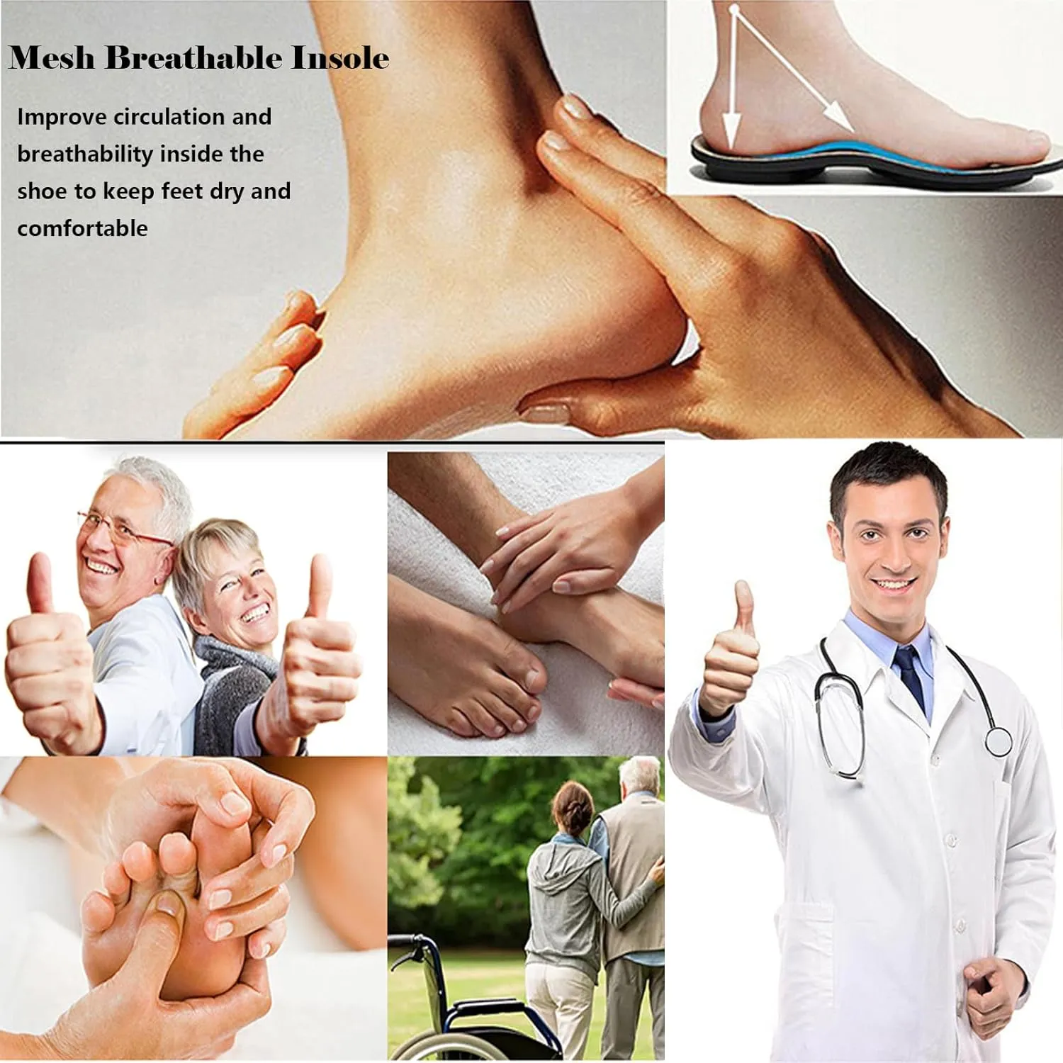 bumuam Men Women Walking Diabetic Sandals, with Adjustable Wide Open Toe Shoes Non-slip Slippers for Elderly Arthritis Edema Swollen Feet
