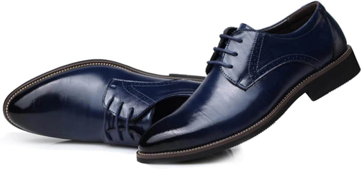 Business Tuxedo Shoes for Men Lace Up Pointed Toe Wedding Oxfords Shoes Fashion Retro Modern Formal Prom Dress Shoes