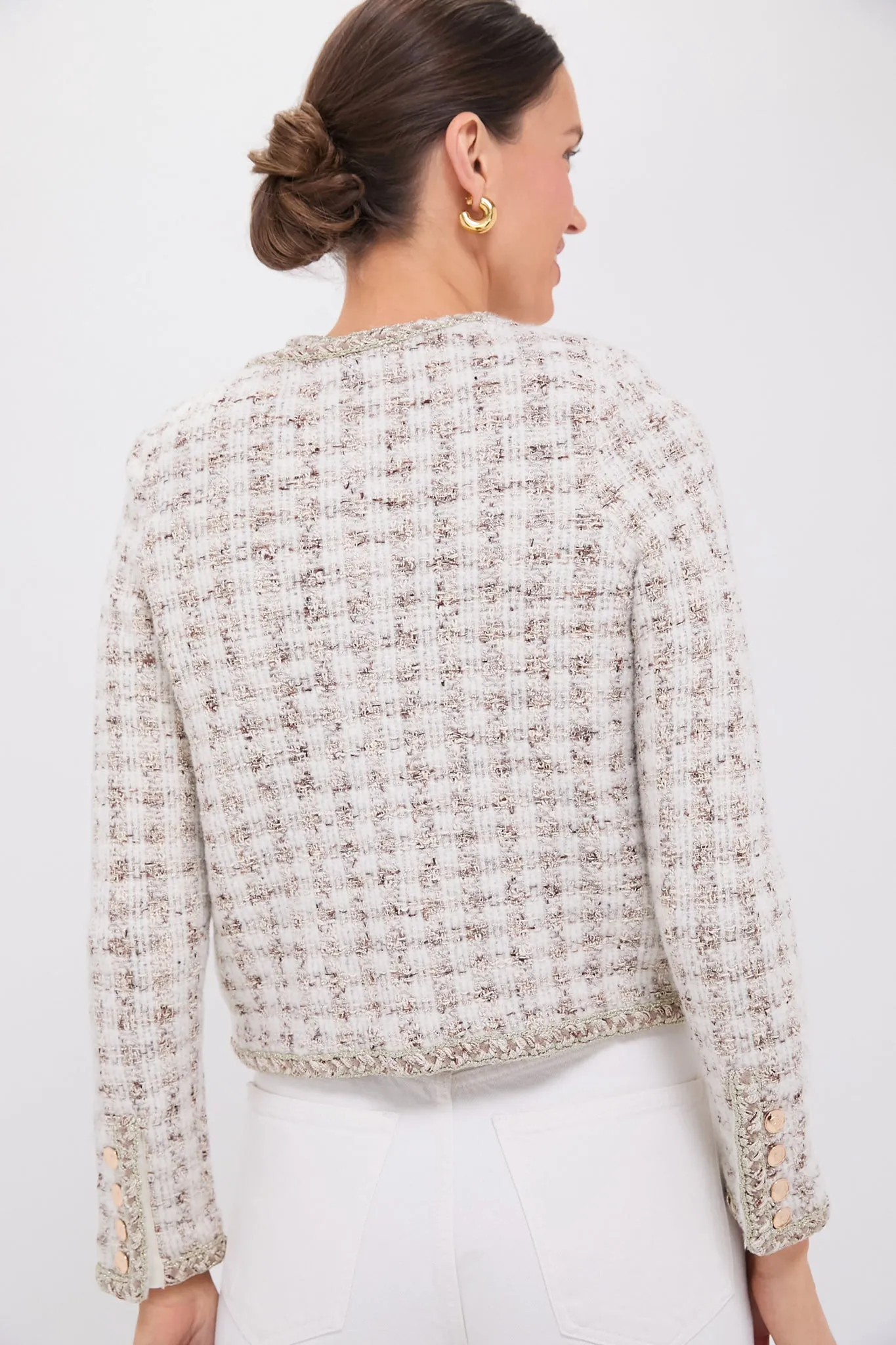 Cafe Au Lait Houndstooth Crewneck Jacket