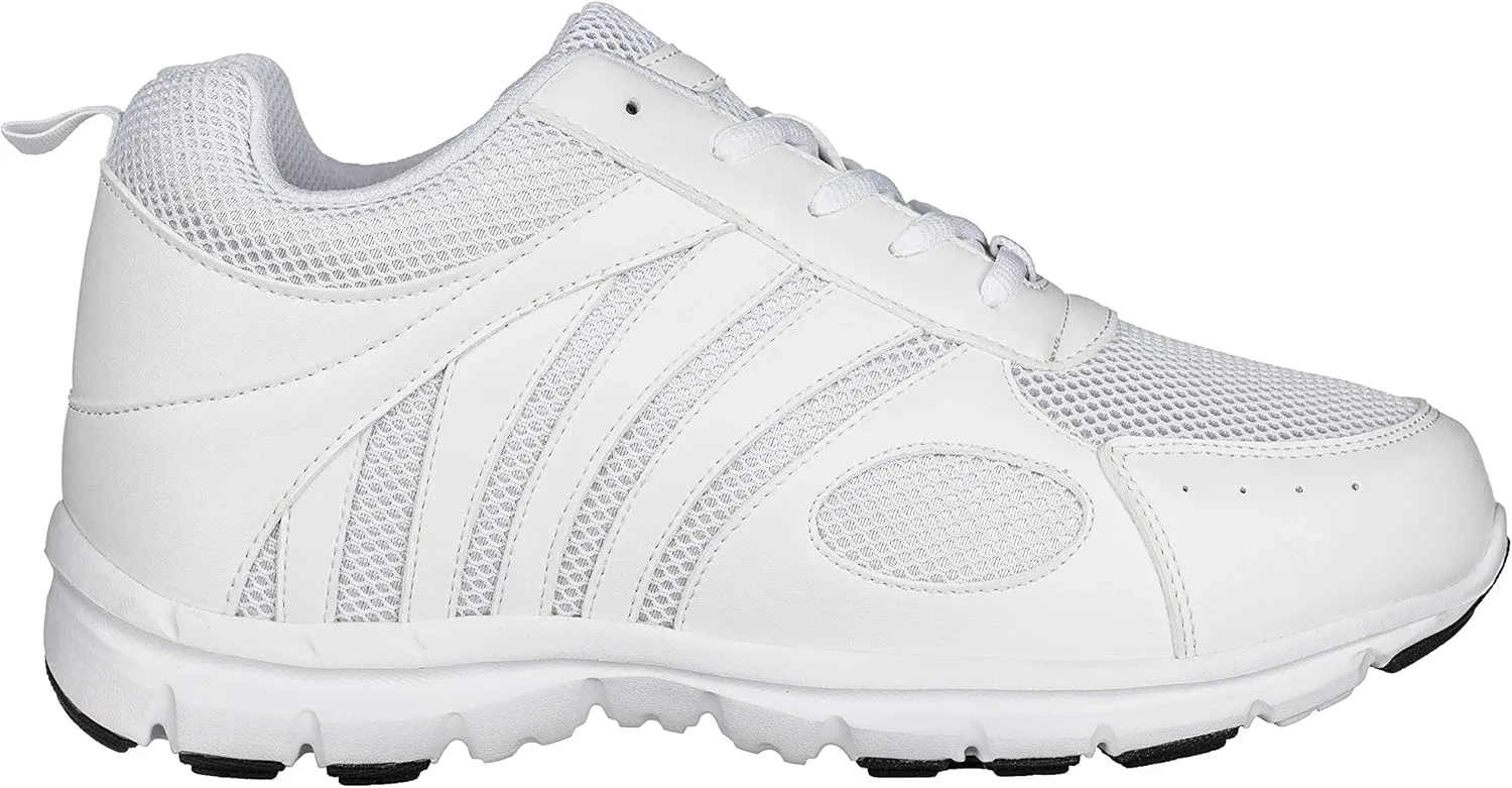 CALTO Men's Invisible Height Increasing Elevator Shoes - White Leather/Mesh Lace-up Super Lightweight Trainer Sneakers - 3 Inches Taller - G3303 - Size 8 D(M) US
