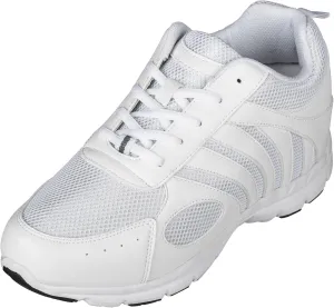 CALTO Men's Invisible Height Increasing Elevator Shoes - White Leather/Mesh Lace-up Super Lightweight Trainer Sneakers - 3 Inches Taller - G3303 - Size 8 D(M) US