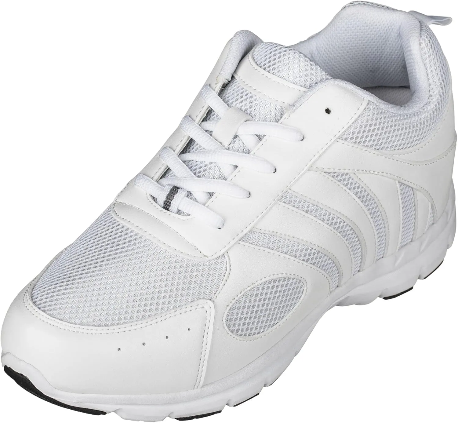 CALTO Men's Invisible Height Increasing Elevator Shoes - White Leather/Mesh Lace-up Super Lightweight Trainer Sneakers - 3 Inches Taller - G3303 - Size 8 D(M) US