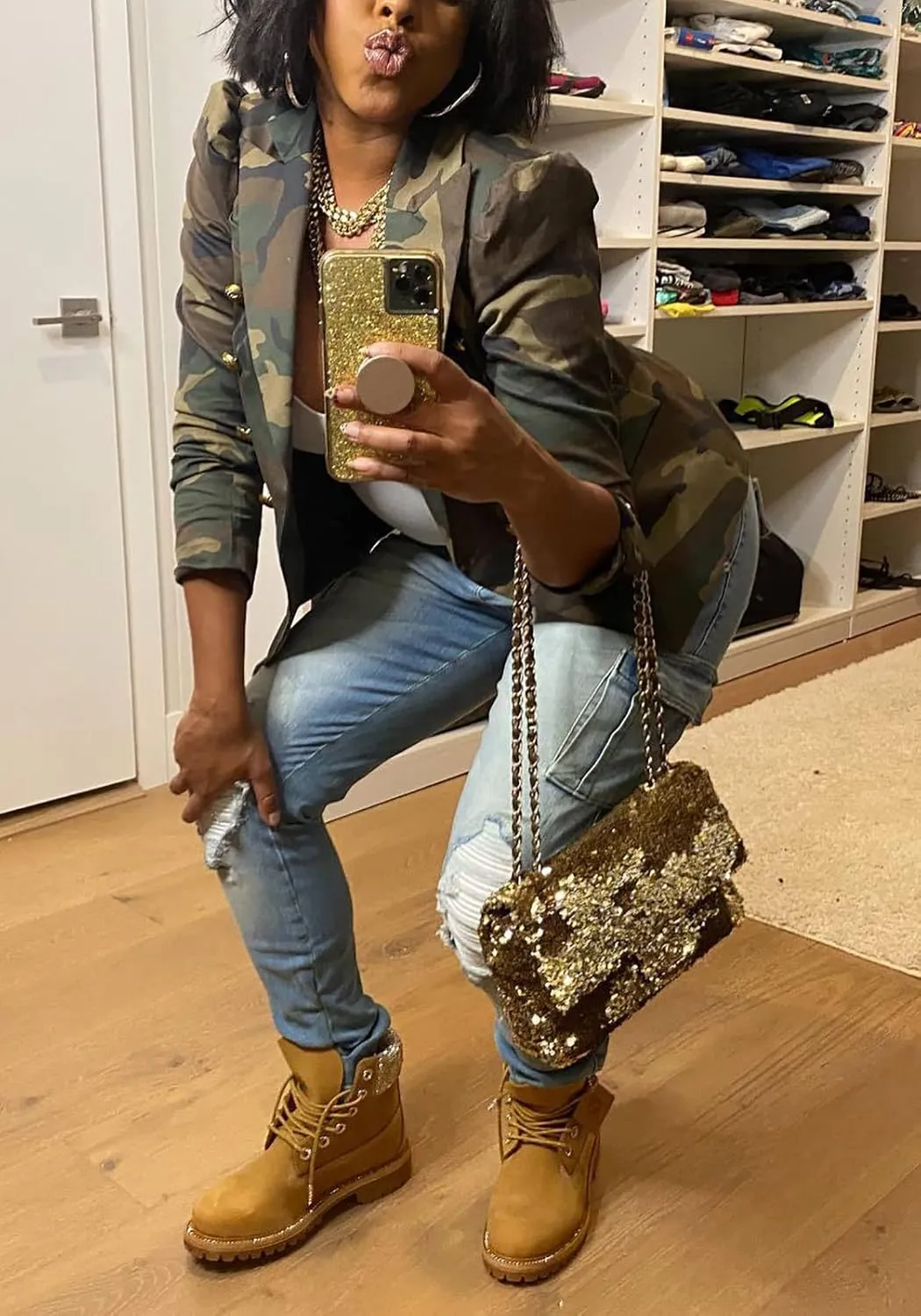Camouflage Jacket for Women Lightweight Casual Long Sleeve Lapel Camo Blazer Jackets with Pockets