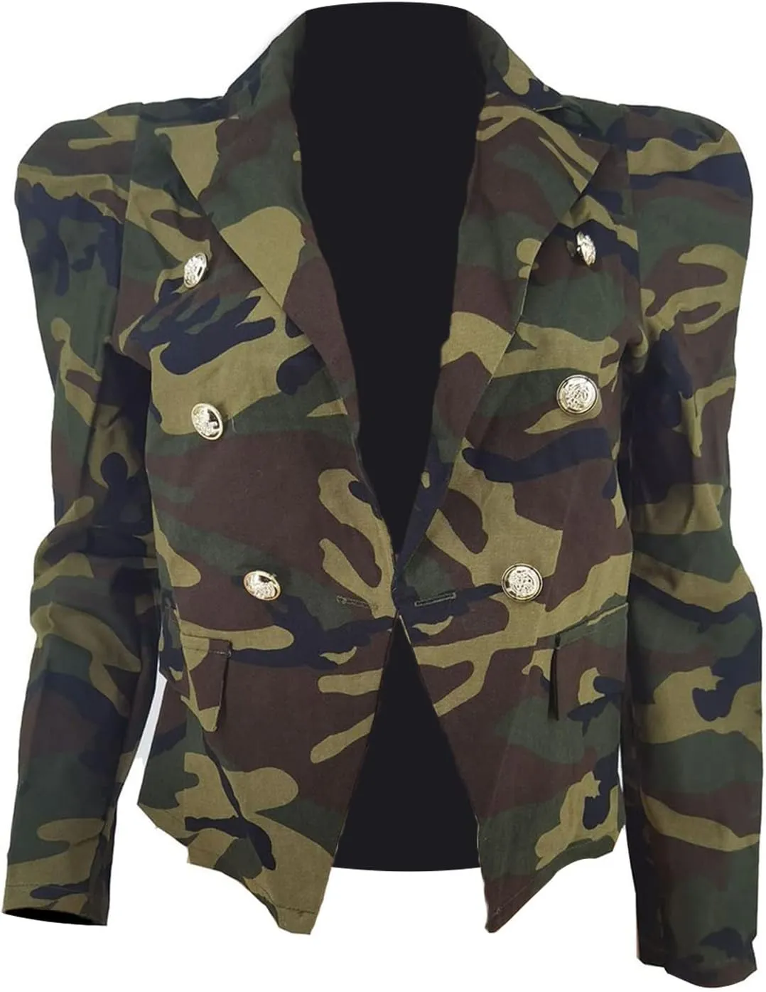 Camouflage Jacket for Women Lightweight Casual Long Sleeve Lapel Camo Blazer Jackets with Pockets