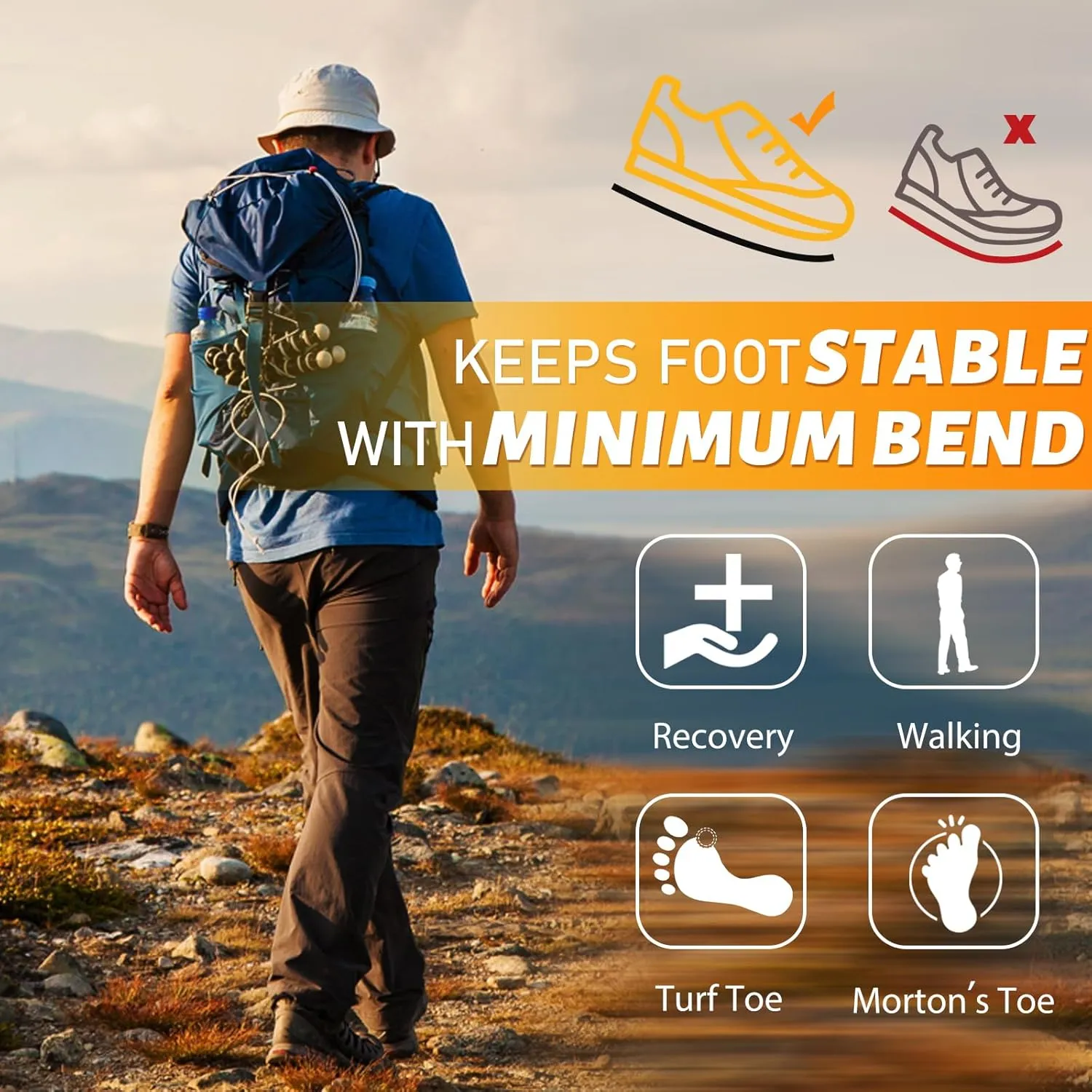 Carbon Fiber Insole 1 Pair Titanium-Enhanced for Recover Quicker of Turf Toe, Foot Fractures, Hallux Rigidus, Limitus, Rigid Shoe Insert for Sports, Hiking, Trekking, Basketball, Running Faster,235mm