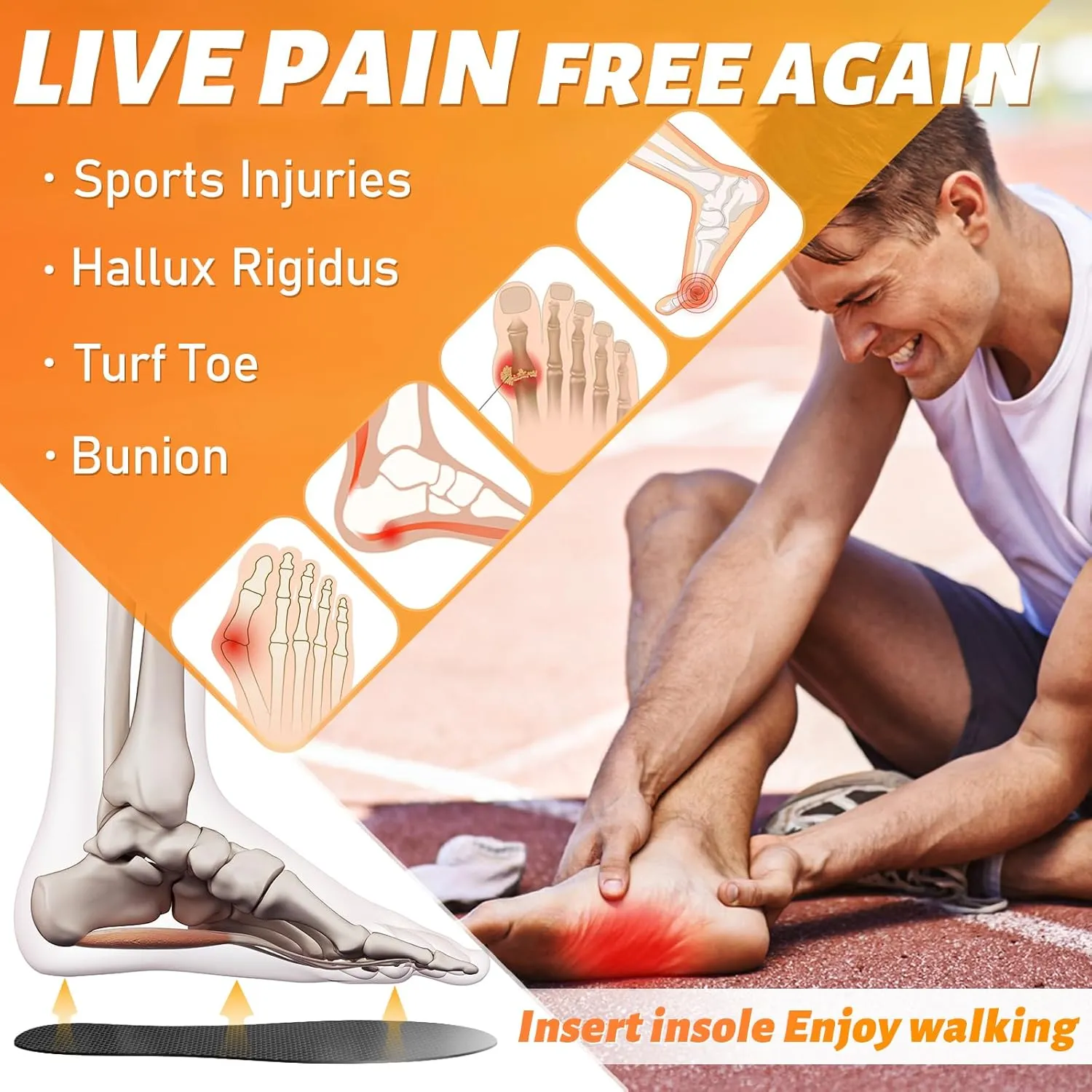 Carbon Fiber Insole 1 Pair Titanium-Enhanced for Recover Quicker of Turf Toe, Foot Fractures, Hallux Rigidus, Limitus, Rigid Shoe Insert for Sports, Hiking, Trekking, Basketball, Running Faster,275mm