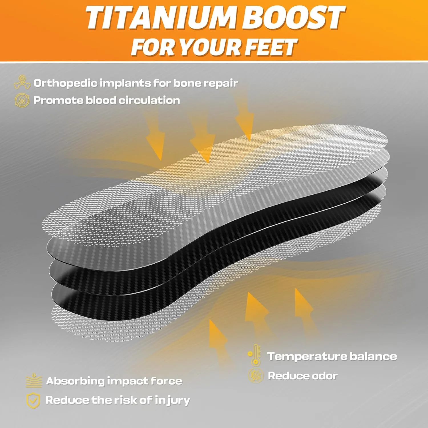 Carbon Fiber Insole 1 Pair Titanium-Enhanced for Recover Quicker of Turf Toe, Foot Fractures, Hallux Rigidus, Limitus, Rigid Shoe Insert for Sports, Hiking, Trekking, Basketball, Running Faster,275mm