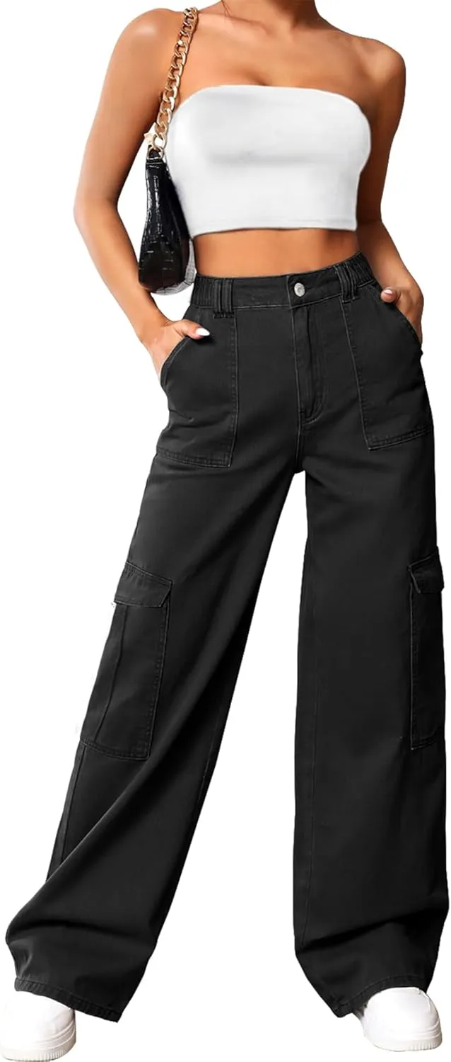 Cargo Pants Women High Waist Baggy Cargo Jeans Relaxed Fit Y2K Streetwear Pants Casual Combat Military Trousers.