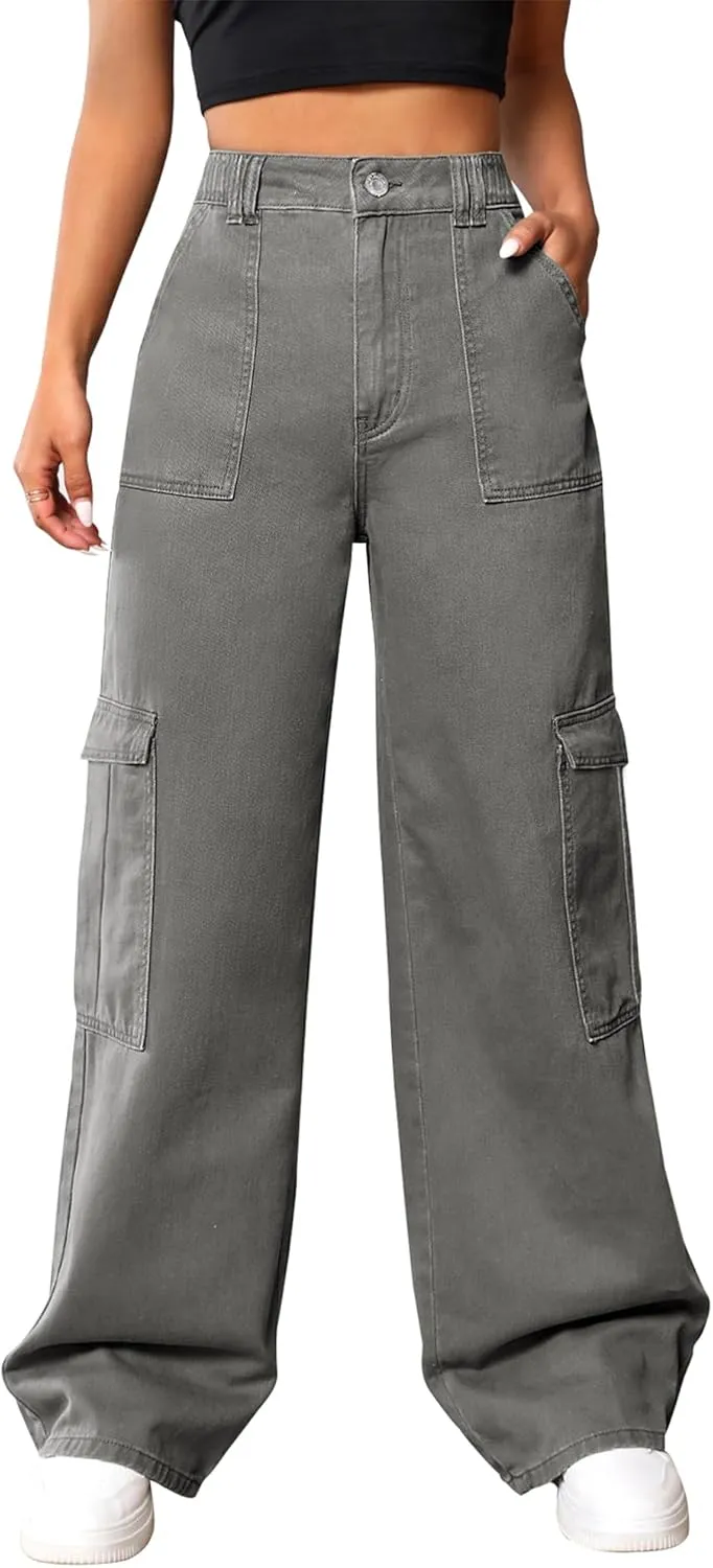 Cargo Pants Women High Waist Baggy Cargo Jeans Relaxed Fit Y2K Streetwear Pants Casual Combat Military Trousers.