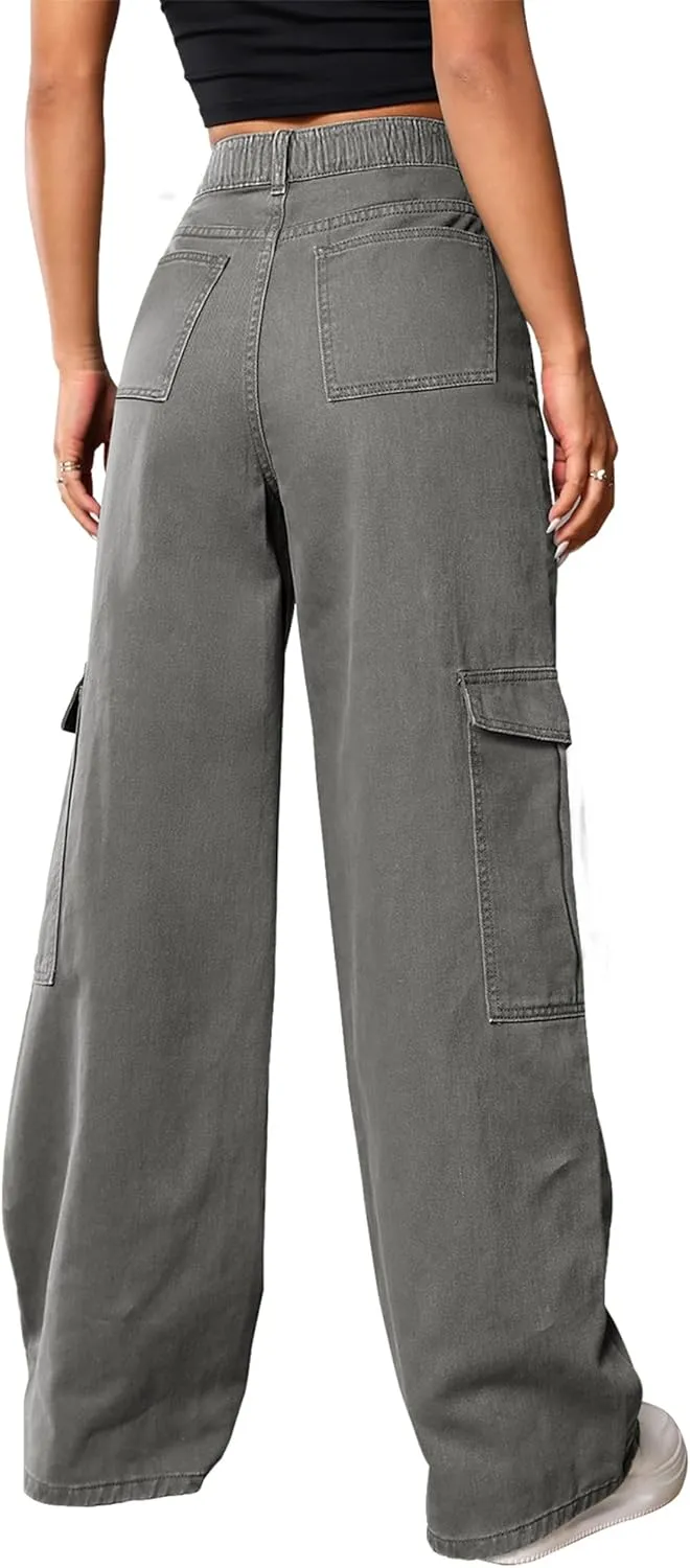 Cargo Pants Women High Waist Baggy Cargo Jeans Relaxed Fit Y2K Streetwear Pants Casual Combat Military Trousers.