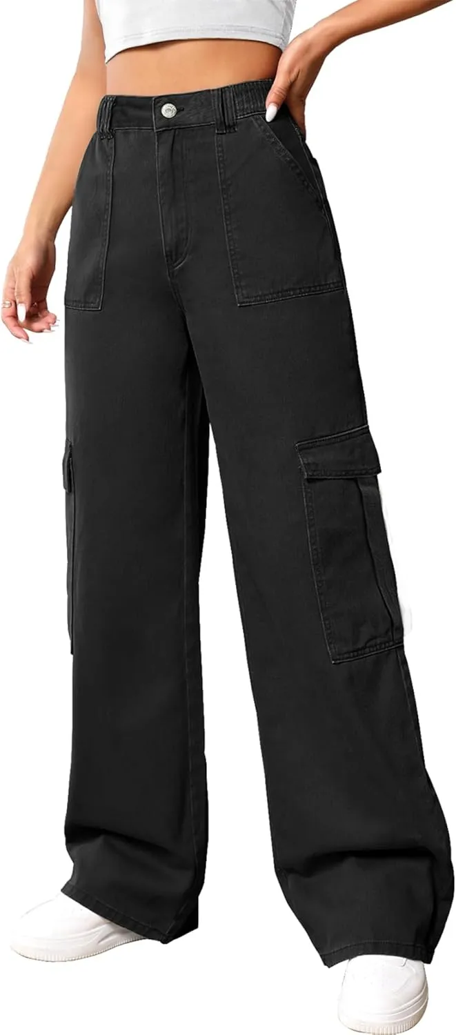 Cargo Pants Women High Waist Baggy Cargo Jeans Relaxed Fit Y2K Streetwear Pants Casual Combat Military Trousers.