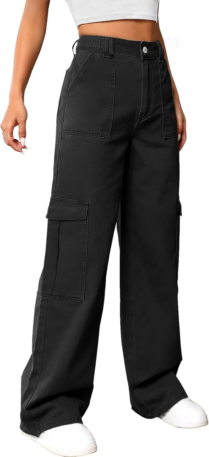 Cargo Pants Women High Waist Baggy Cargo Jeans Relaxed Fit Y2K Streetwear Pants Casual Combat Military Trousers.