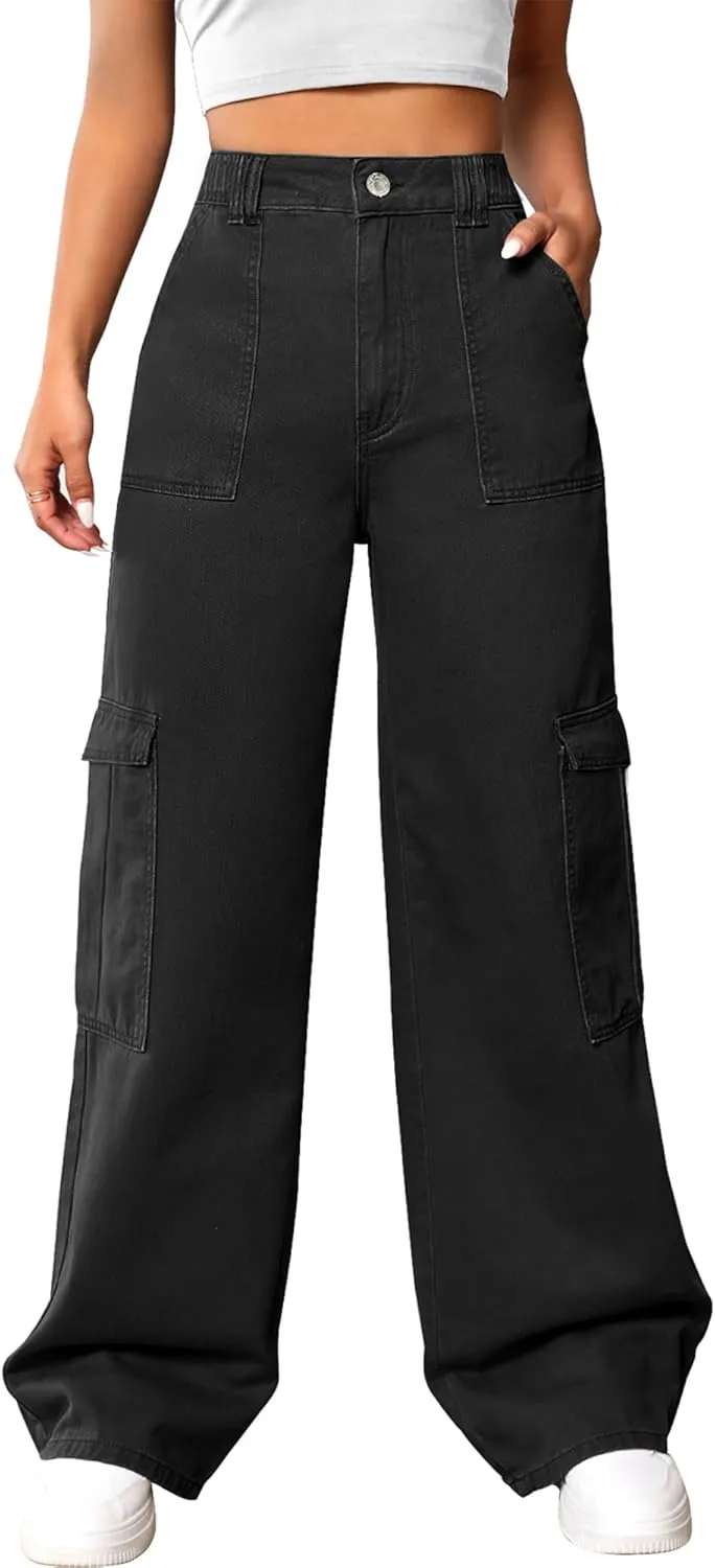Cargo Pants Women High Waist Baggy Cargo Jeans Relaxed Fit Y2K Streetwear Pants Casual Combat Military Trousers.