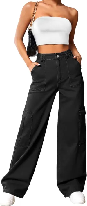 Cargo Pants Women High Waist Baggy Cargo Jeans Relaxed Fit Y2K Streetwear Pants Casual Combat Military Trousers.