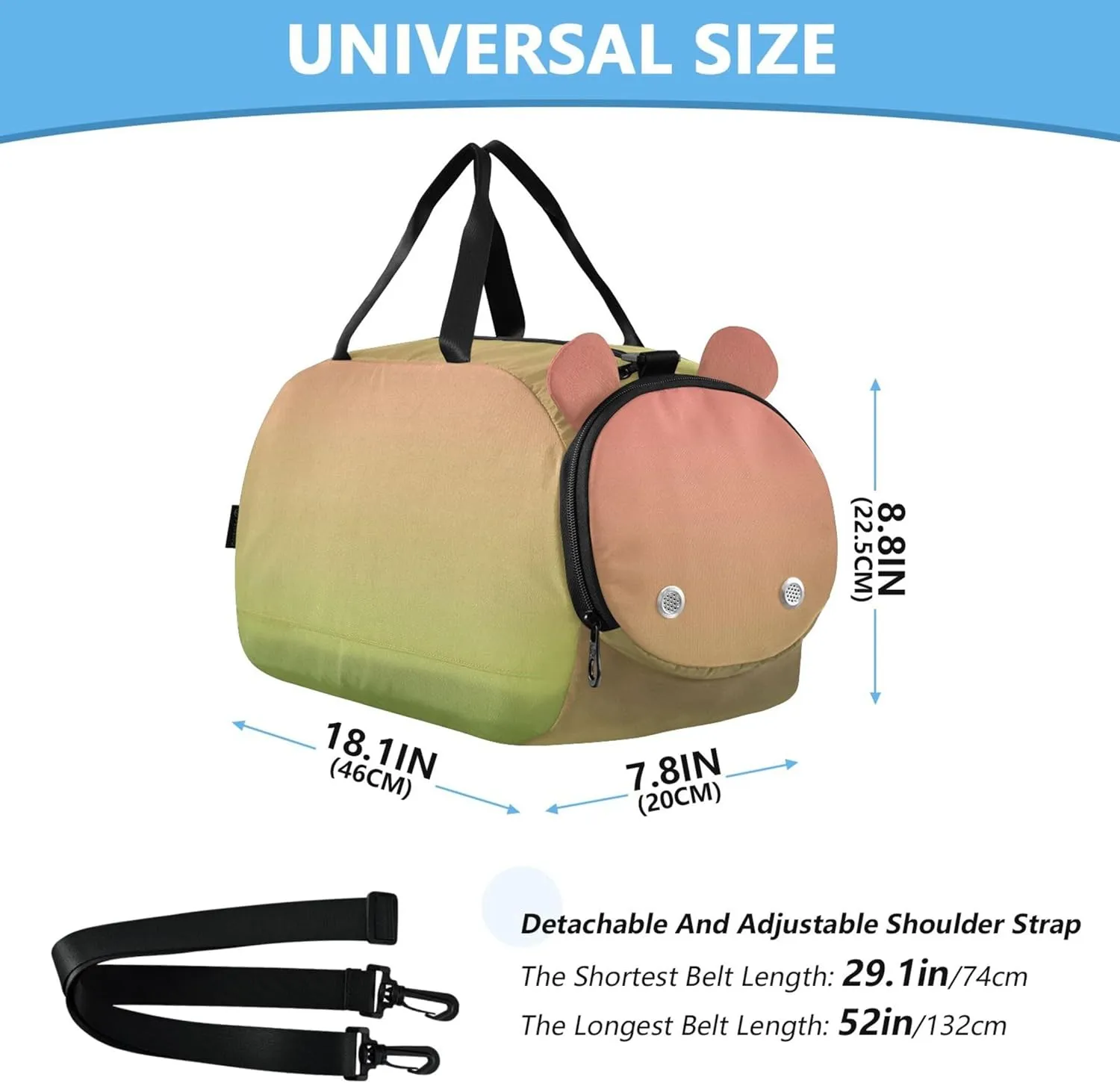 Carry on Duffel Bag Boys Toddler Weekender Bags Girls Duffle Bags for Travel Sports Duffle Bag Coral Pink Grass Green Gradient
