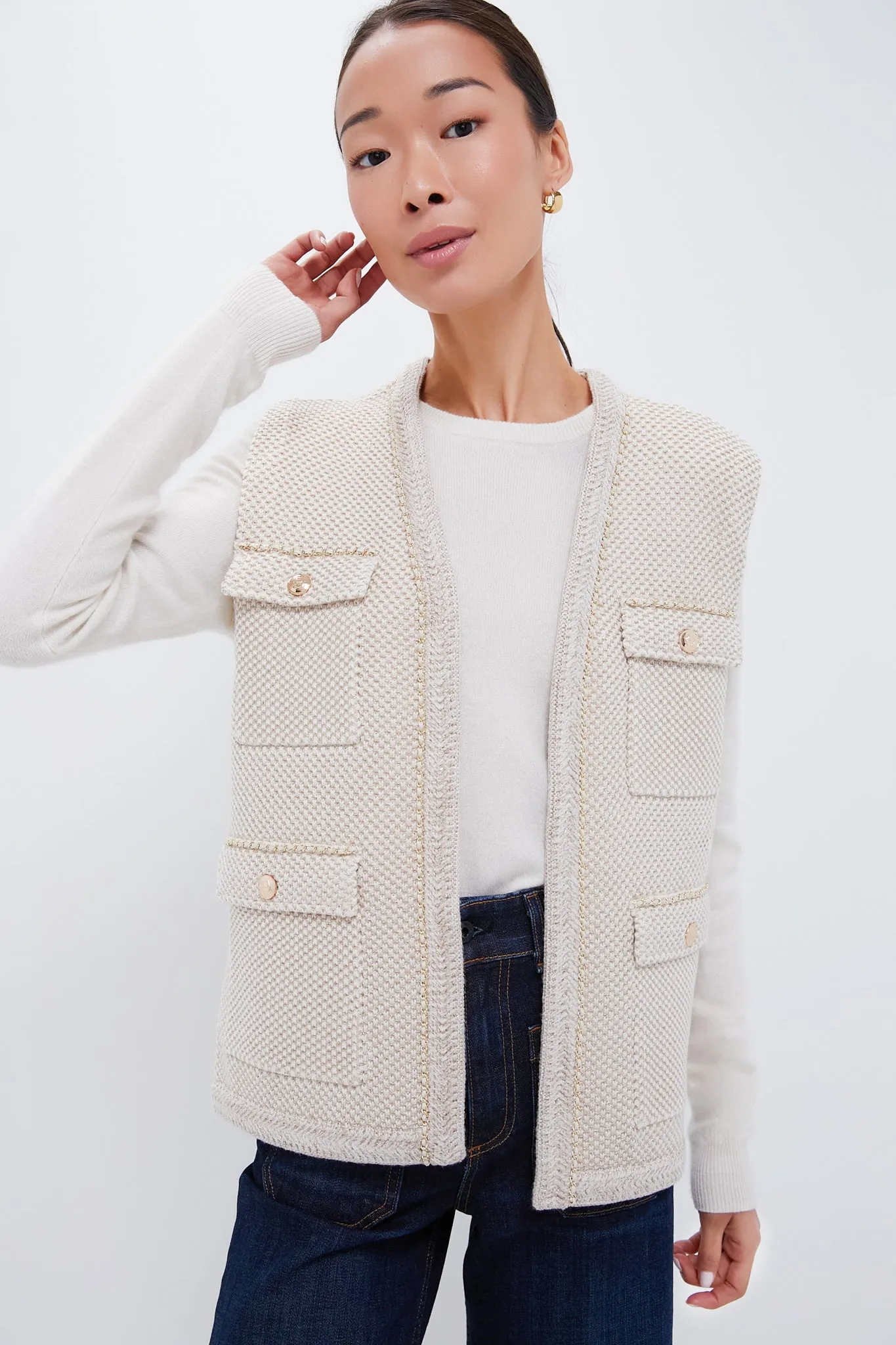 Champagne Metallic Boucle Gilet