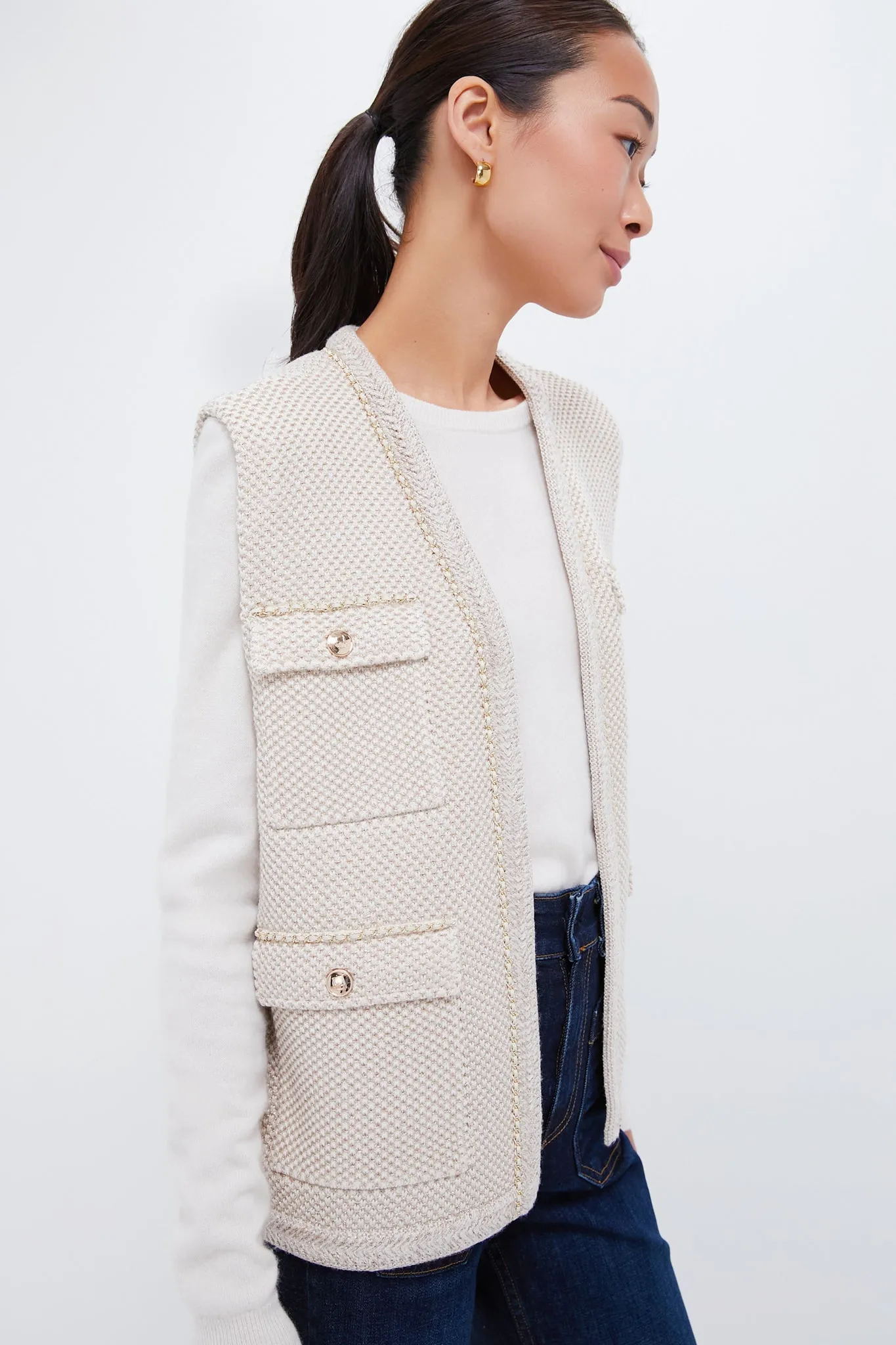 Champagne Metallic Boucle Gilet