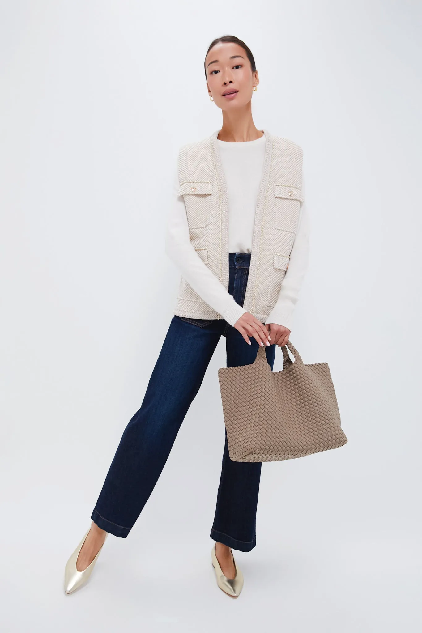 Champagne Metallic Boucle Gilet