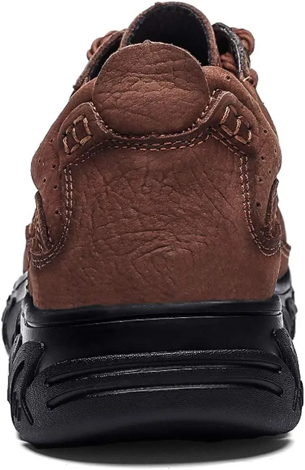 ChicWind Men's Anti Slip Outdoor Leather Sneakers Adventure Moc Hiking Shoes