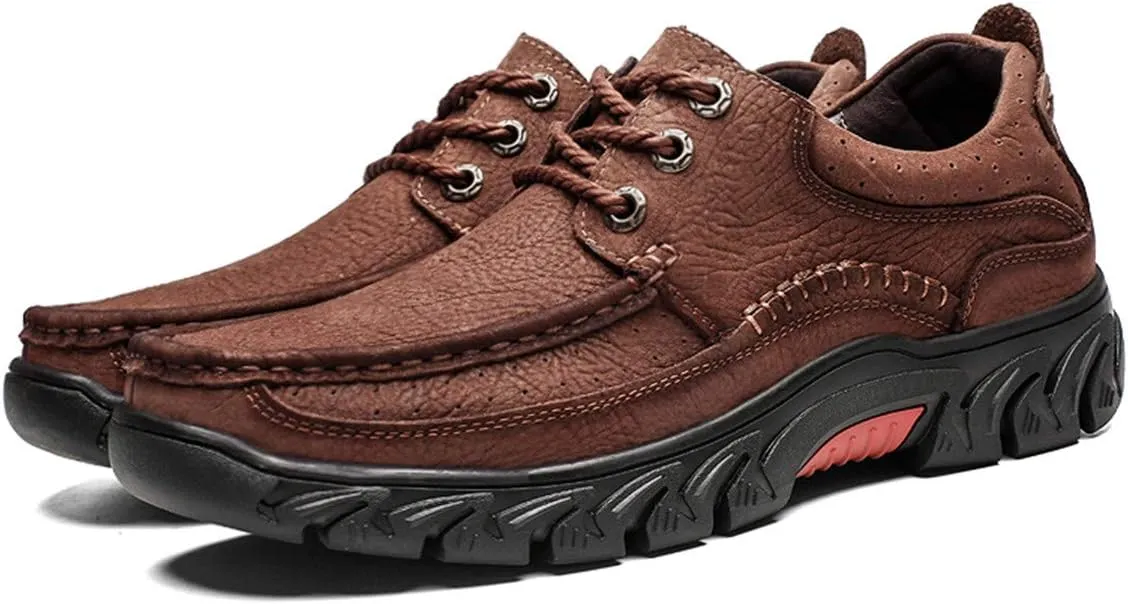 ChicWind Men's Anti Slip Outdoor Leather Sneakers Adventure Moc Hiking Shoes