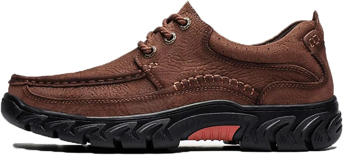 ChicWind Men's Anti Slip Outdoor Leather Sneakers Adventure Moc Hiking Shoes