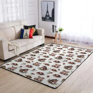 Christmas Cowboy Western Area Rugs Retro Cowboy Horse Hat Boots Pine Cherry Fir Leaves Throw Carpets Winter Holiday Floor Mat for Toddler Nursery Bedroom Living Room Bathroom 36x60inch