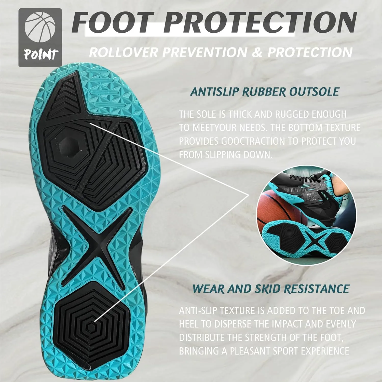CJSPORX Men's Basketball Shoes Breathable Non-Slip Sneakers Fashionable Sports
