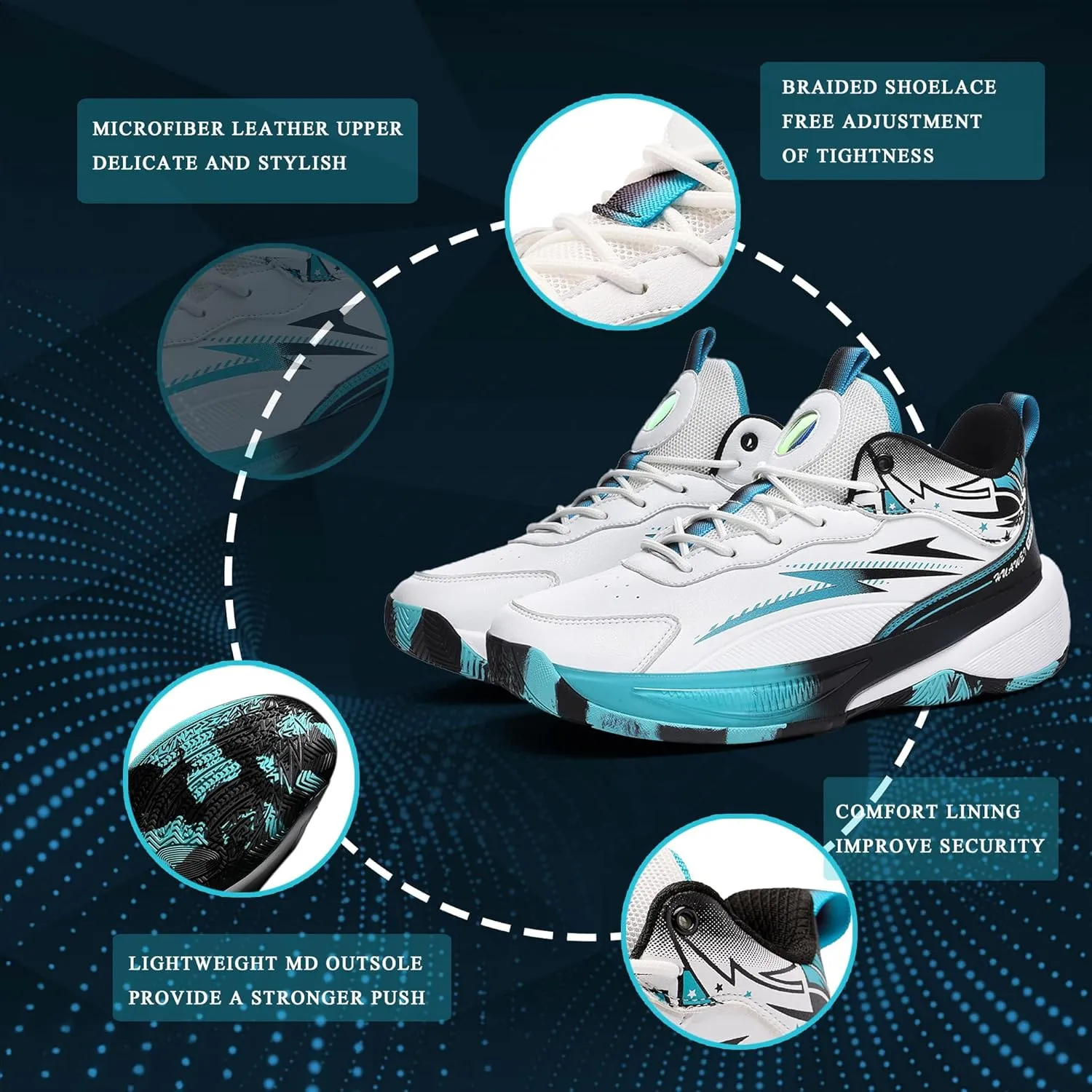 CJSPORX Men's Basketball Shoes Breathable Non-Slip Sneakers Fashionable Sports