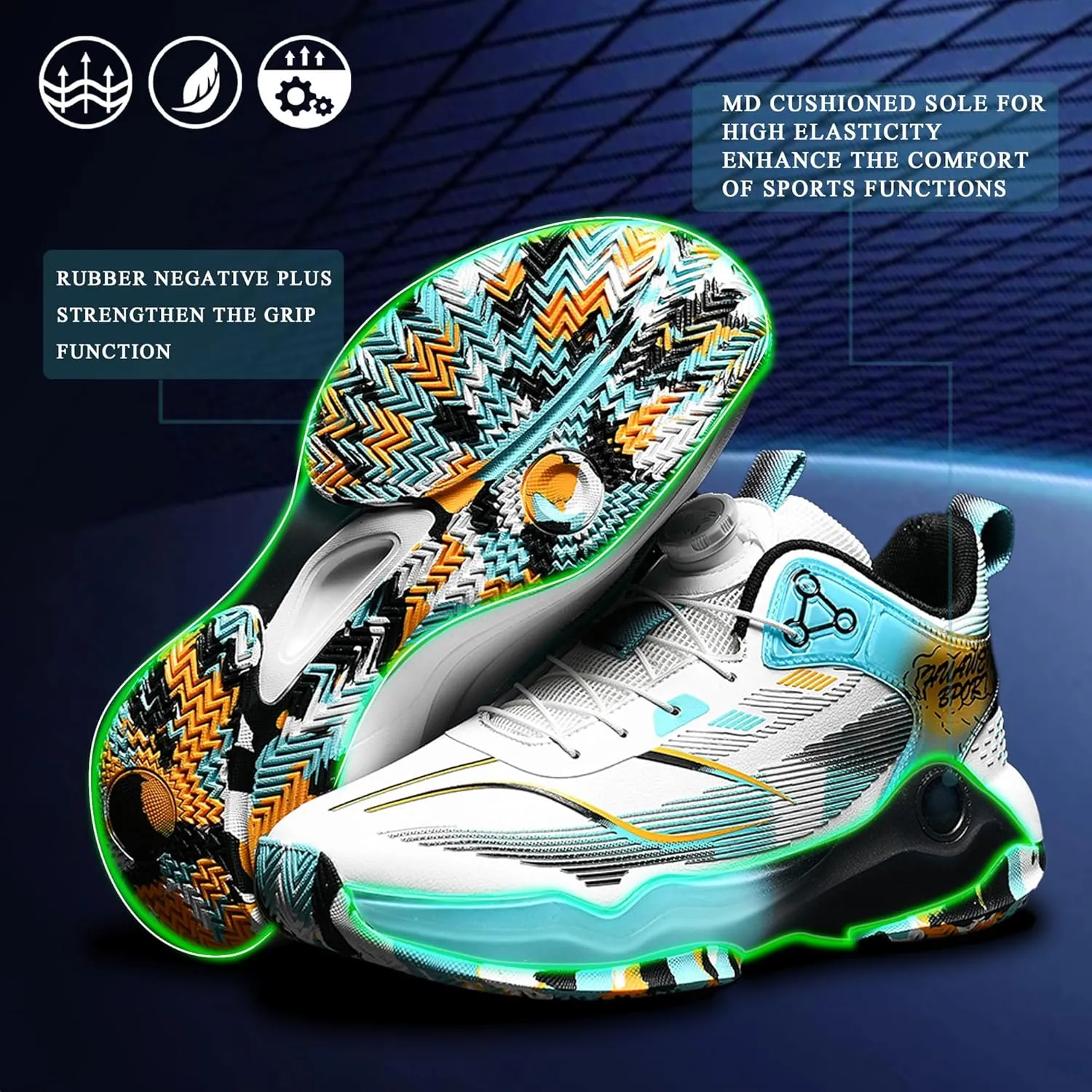 CJSPORX Men's Basketball Shoes Breathable Non-Slip Sneakers Fashionable Sports