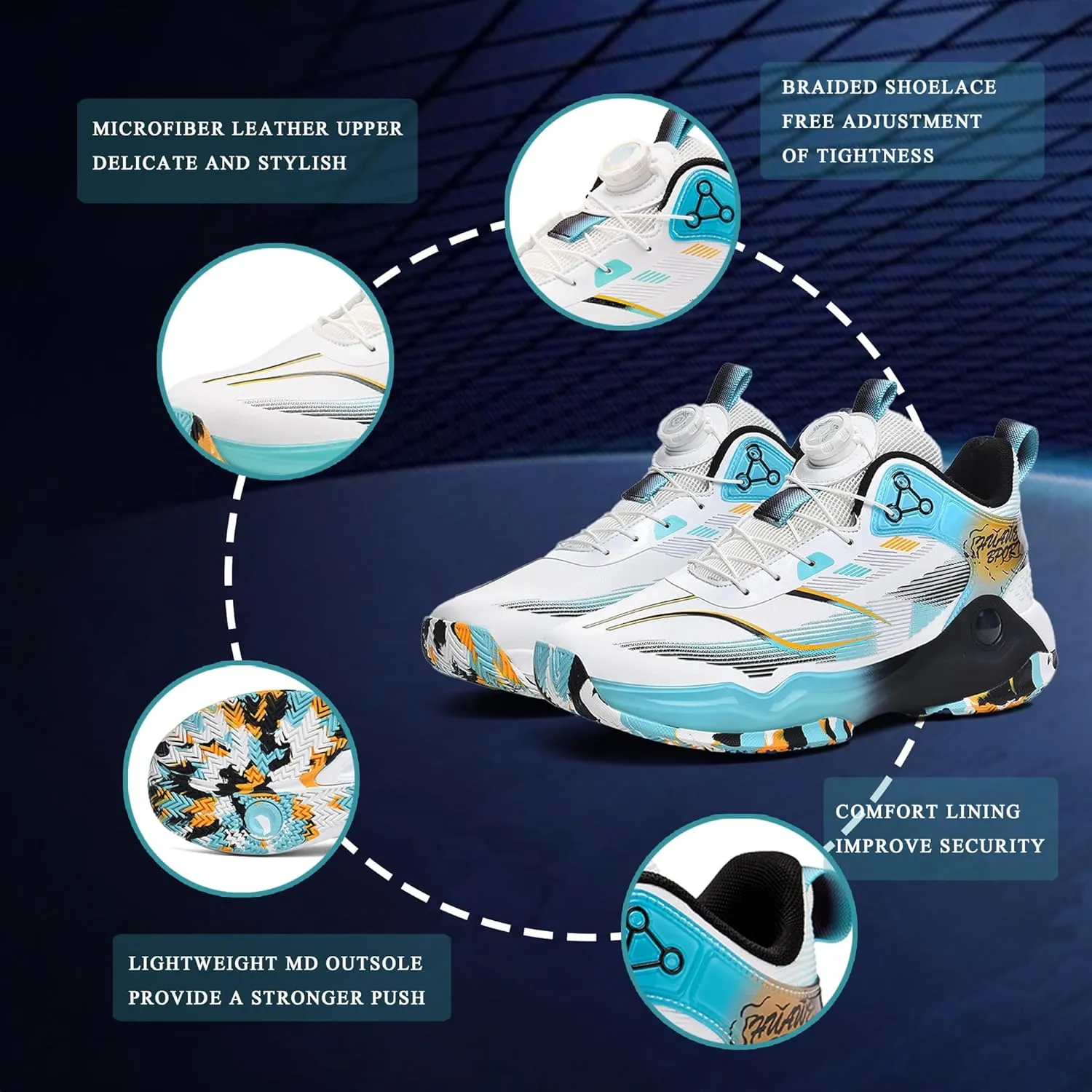 CJSPORX Men's Basketball Shoes Breathable Non-Slip Sneakers Fashionable Sports