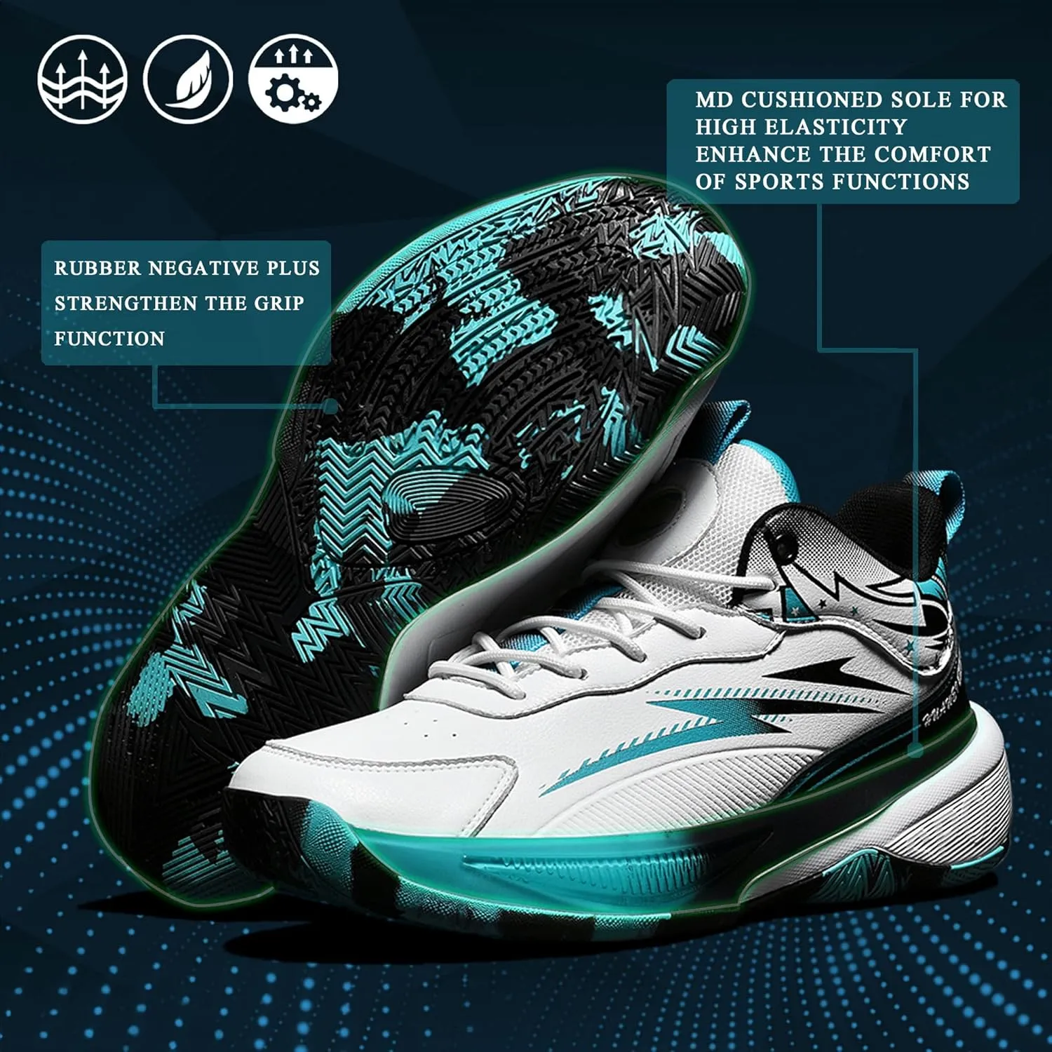 CJSPORX Men's Basketball Shoes Breathable Non-Slip Sneakers Fashionable Sports