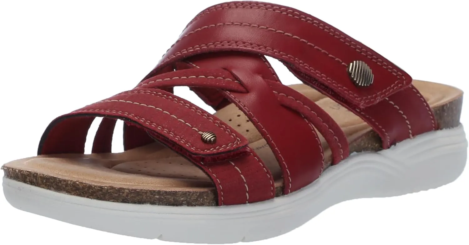 Clarks Womens April Willow Faux Leather Strappy Slide Sandals