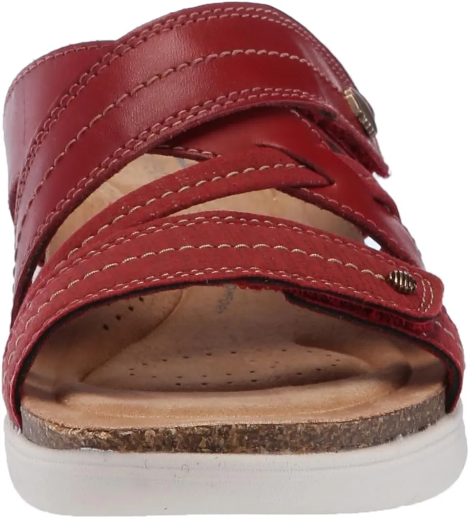 Clarks Womens April Willow Faux Leather Strappy Slide Sandals