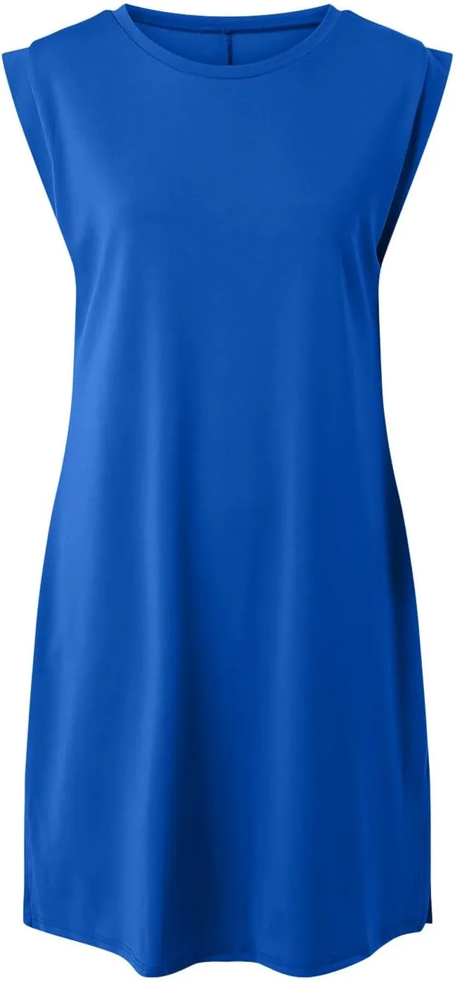 Crew-Neck Summer Casual Beach Dress for Women 2025 Vacation Women's Sleeveless Sundress with Split