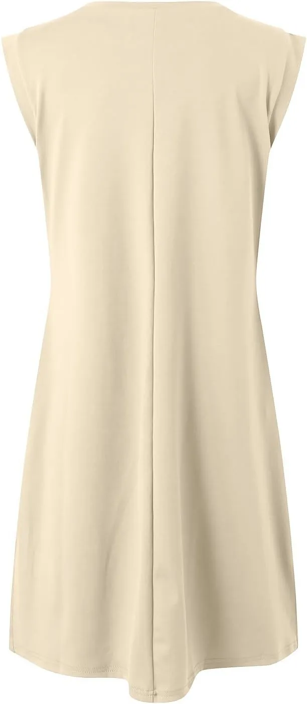 Crew-Neck Summer Casual Beach Dress for Women 2025 Vacation Women's Sleeveless Sundress with Split