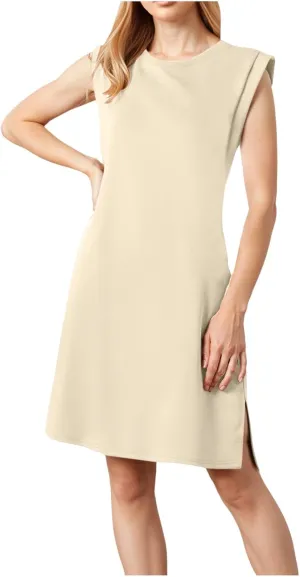 Crew-Neck Summer Casual Beach Dress for Women 2025 Vacation Women's Sleeveless Sundress with Split