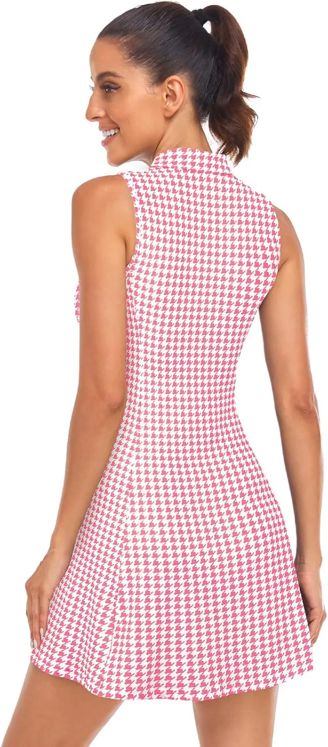 Cucuchy Style Womens Polo Tennis Golf Dresses with Shorts Sleeveless Zip Up Athletic Dress