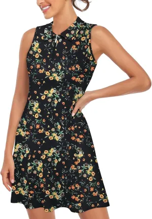 Cucuchy Style Womens Polo Tennis Golf Dresses with Shorts Sleeveless Zip Up Athletic Dress