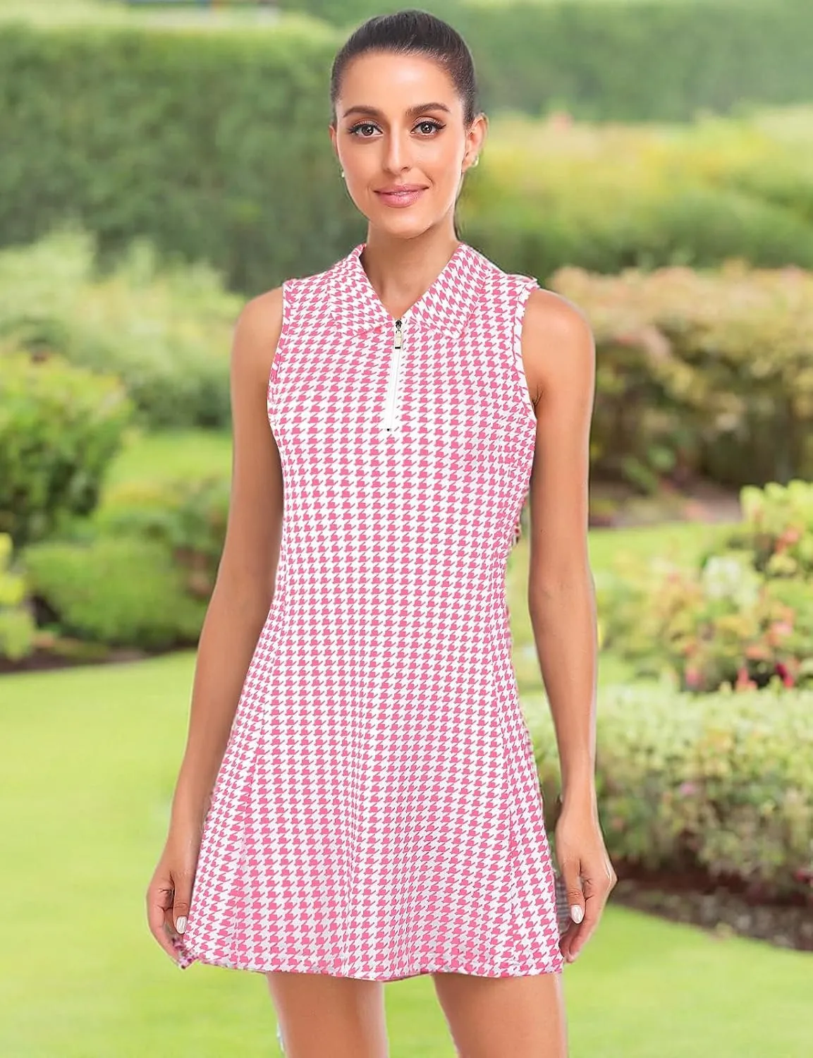 Cucuchy Style Womens Polo Tennis Golf Dresses with Shorts Sleeveless Zip Up Athletic Dress