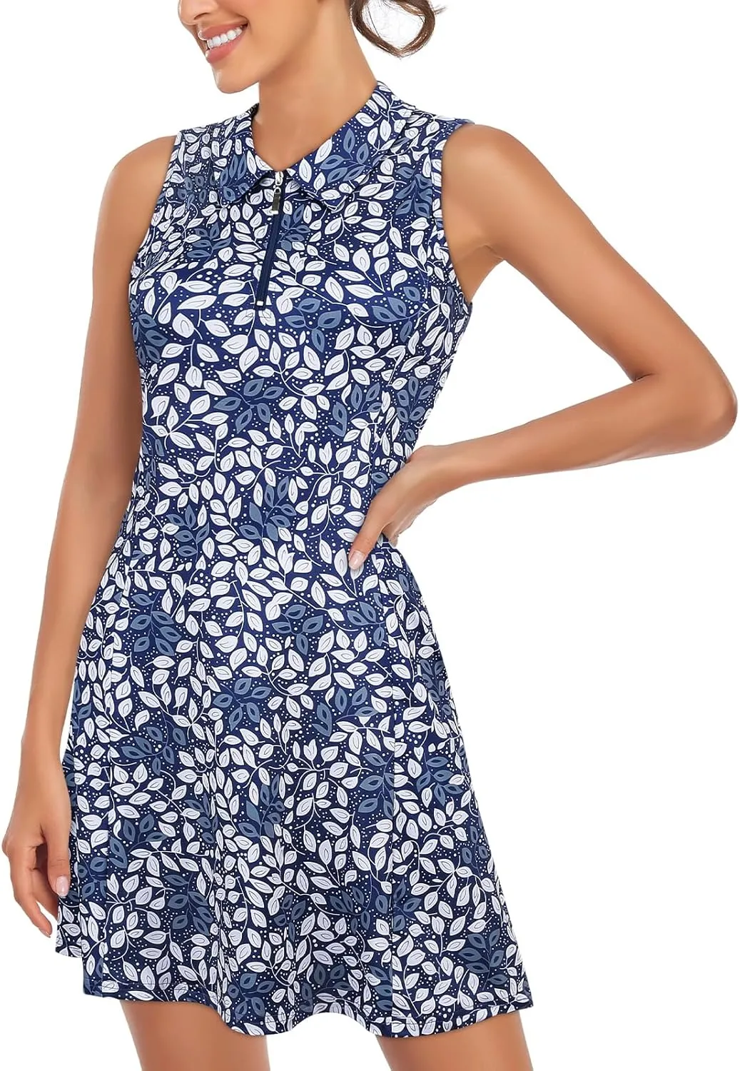 Cucuchy Style Womens Polo Tennis Golf Dresses with Shorts Sleeveless Zip Up Athletic Dress